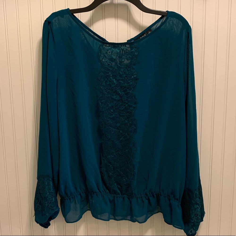 Beautiful lace accent peplum blouse